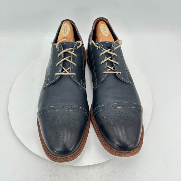 Allen Edmonds Bainbridge Men Size 11.5D Navy Blue Cap Toe Derby Dress Shoes - Picture 1 of 11